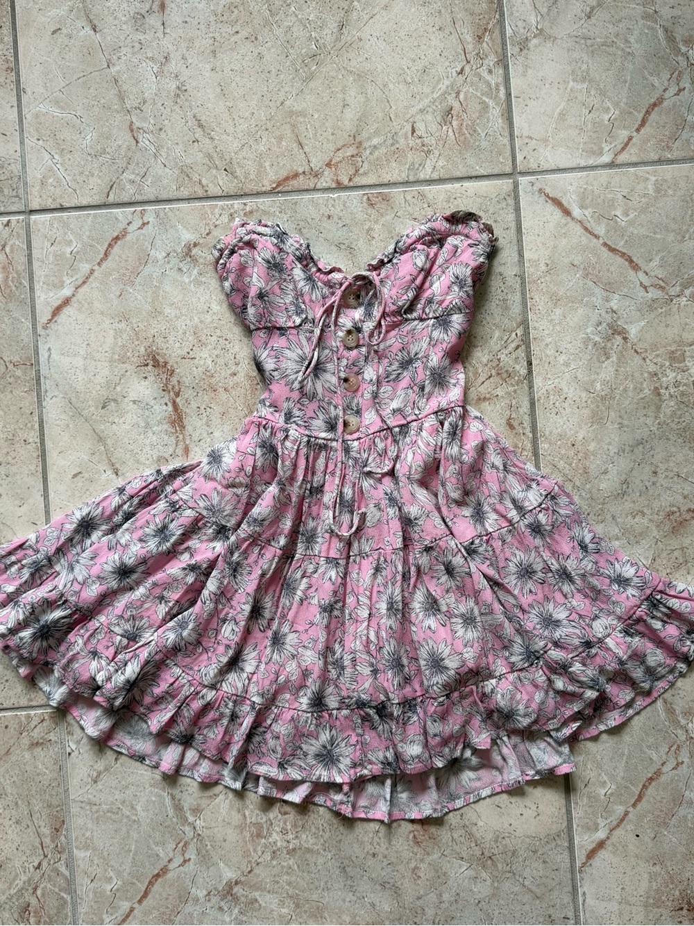 Skylar + Madison Pink Floral Babydoll Dress Size S Y2K